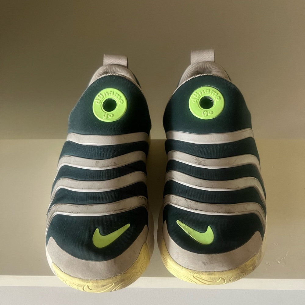 Nike Kids Green and Yellow Slip-On Shoes - **Great Summer Camp Sneaker**